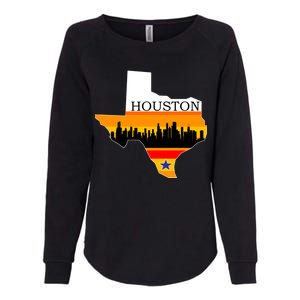 Retro Houston Texas Baseball Throwback Womens California Wash Sweatshirt