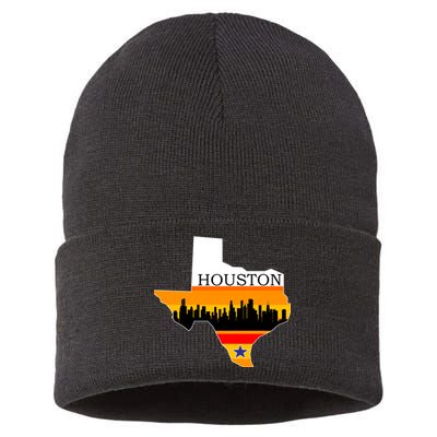 Retro Houston Texas Baseball Throwback Sustainable Knit Beanie