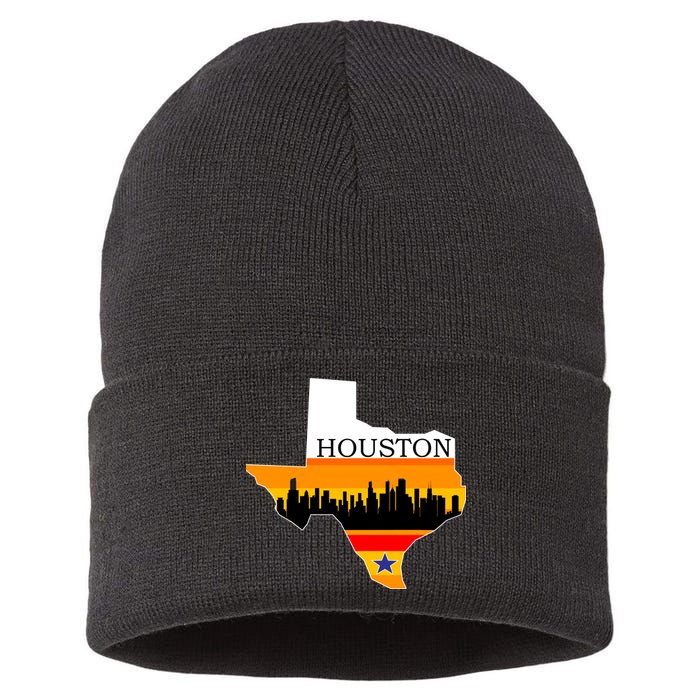 Retro Houston Texas Baseball Throwback Sustainable Knit Beanie