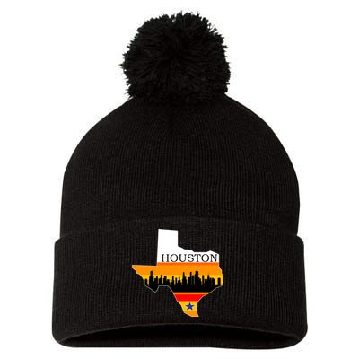 Retro Houston Texas Baseball Throwback Pom Pom 12in Knit Beanie