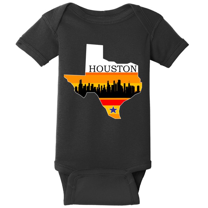 Retro Houston Texas Baseball Throwback Baby Bodysuit