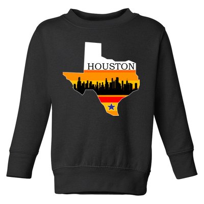 Retro Houston Texas Baseball Throwback Toddler Sweatshirt