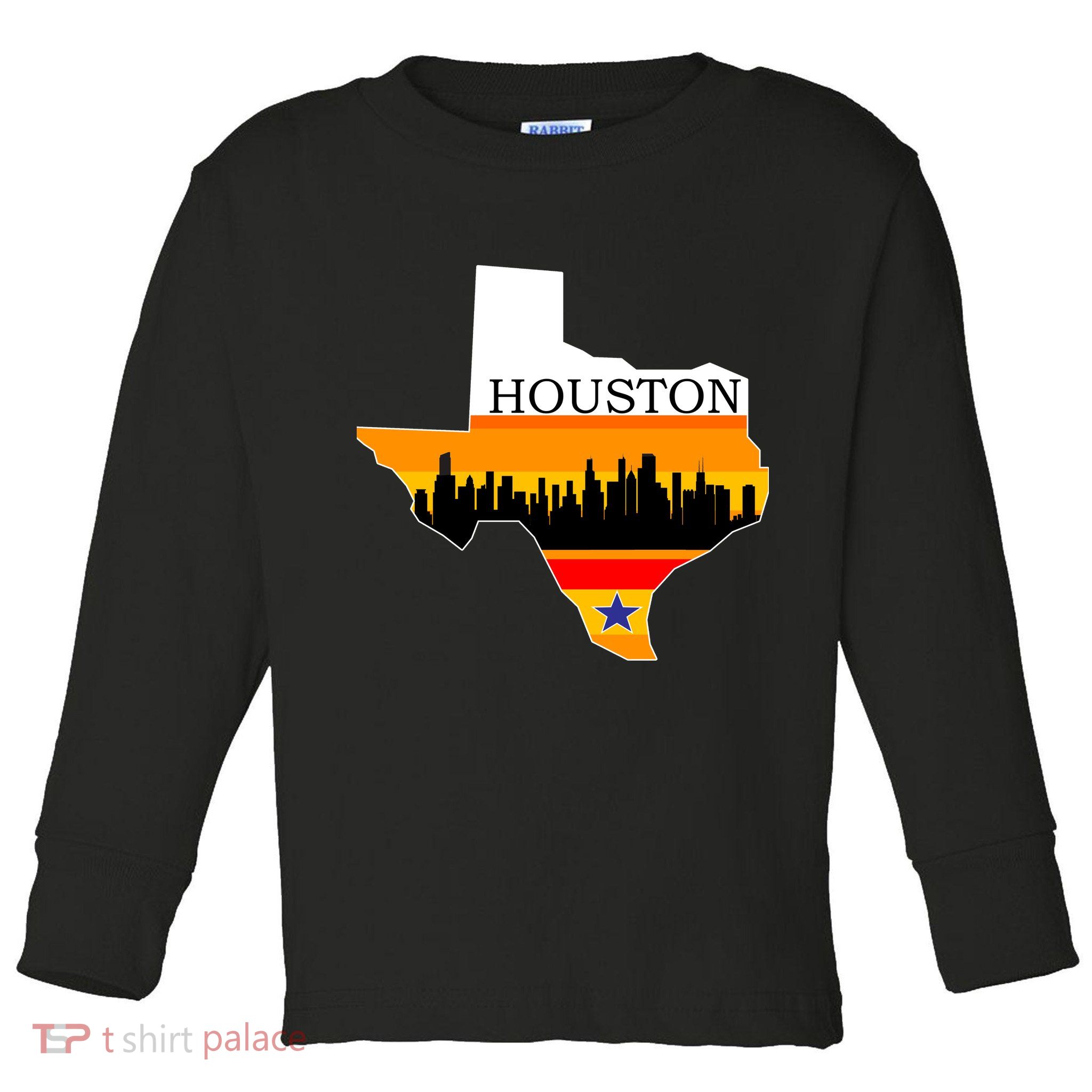 Retro Houston Texas Baseball Throwback Toddler Long Sleeve Shirt