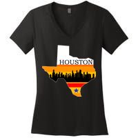 Retro Houston Texas Baseball Throwback Women's V-Neck T-Shirt