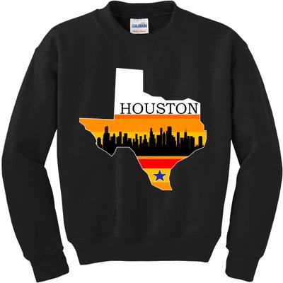 Retro Houston Texas Baseball Throwback Kids Sweatshirt