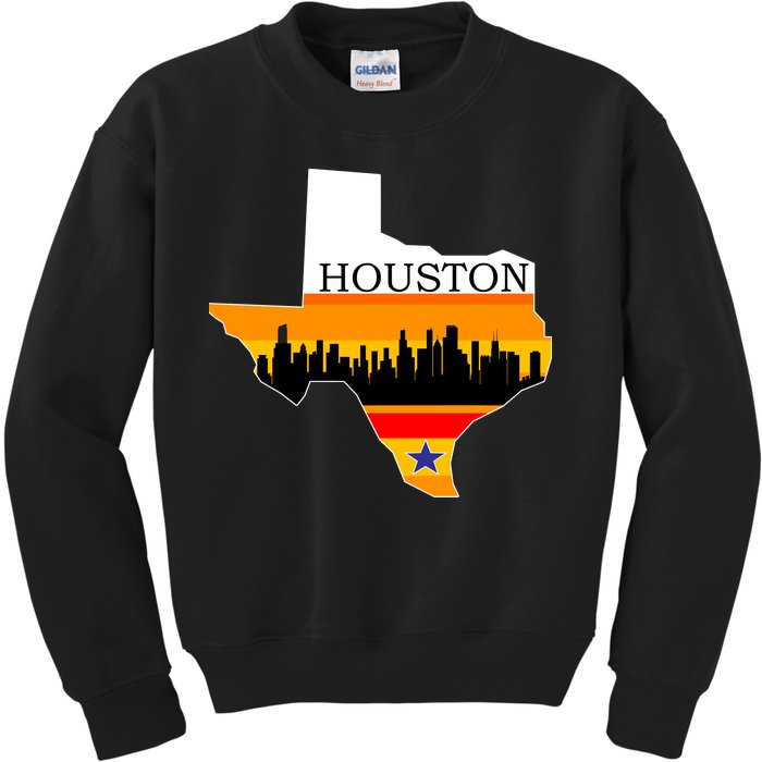 Retro Houston Texas Baseball Throwback Kids Sweatshirt