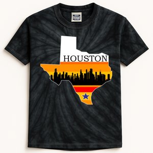 Retro Houston Texas Baseball Throwback Kids Tie-Dye T-Shirt