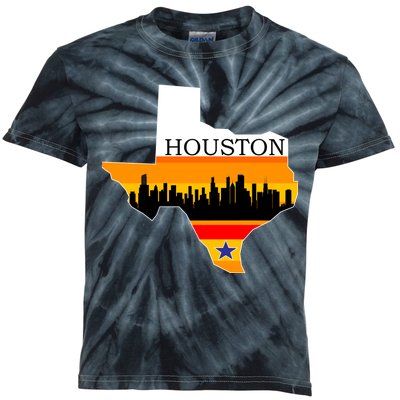 Retro Houston Texas Baseball Throwback Kids Tie-Dye T-Shirt