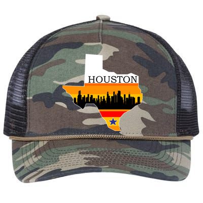 Retro Houston Texas Baseball Throwback Retro Rope Trucker Hat Cap