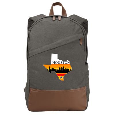 Retro Houston Texas Baseball Throwback Cotton Canvas Backpack