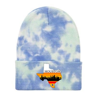 Retro Houston Texas Baseball Throwback Tie Dye 12in Knit Beanie