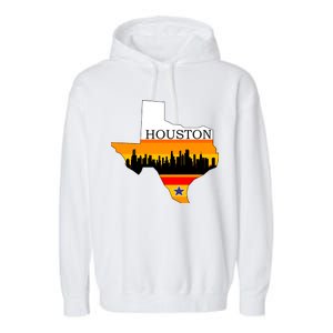 Retro Houston Texas Baseball Throwback Garment-Dyed Fleece Hoodie