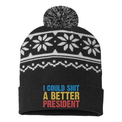 Retro I Could Shit A Better President Funny Meme USA-Made Snowflake Beanie