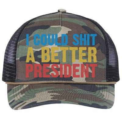 Retro I Could Shit A Better President Funny Meme Retro Rope Trucker Hat Cap