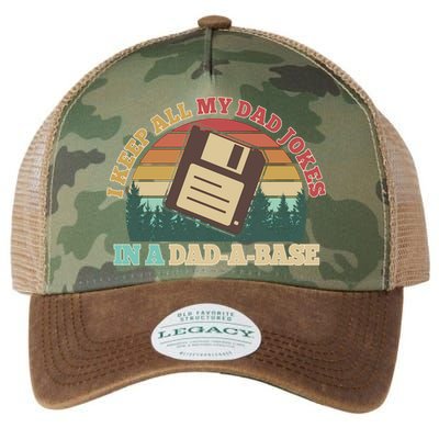 Retro I Keep All My Dad Jokes In A Dad A Base Legacy Tie Dye Trucker Hat