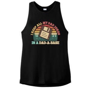 Retro I Keep All My Dad Jokes In A Dad A Base Ladies PosiCharge Tri-Blend Wicking Tank