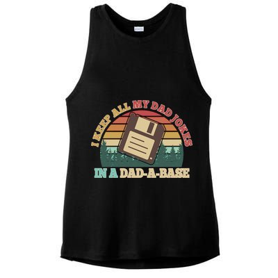 Retro I Keep All My Dad Jokes In A Dad A Base Ladies PosiCharge Tri-Blend Wicking Tank