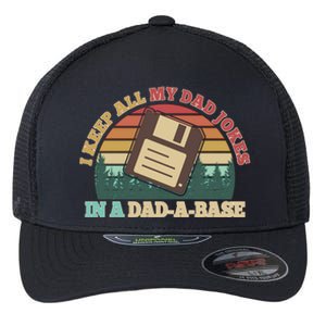 Retro I Keep All My Dad Jokes In A Dad A Base Flexfit Unipanel Trucker Cap