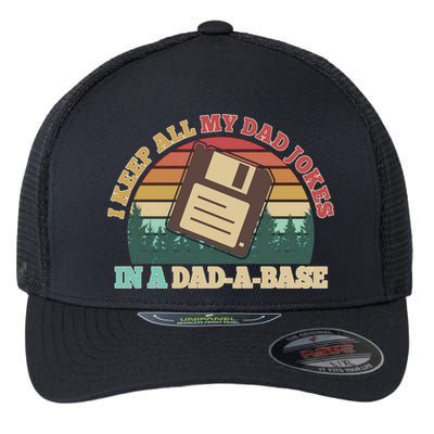 Retro I Keep All My Dad Jokes In A Dad A Base Flexfit Unipanel Trucker Cap