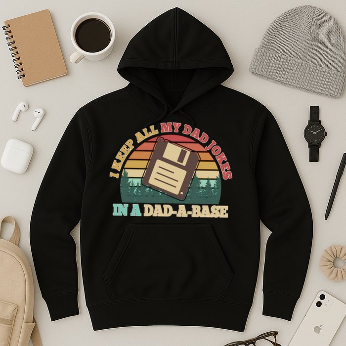Retro I Keep All My Dad Jokes In A Dad A Base Hoodie