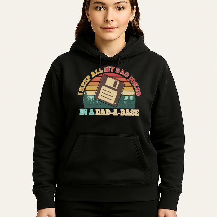 Retro I Keep All My Dad Jokes In A Dad A Base Hoodie