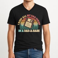 Retro I Keep All My Dad Jokes In A Dad A Base V-Neck T-Shirt