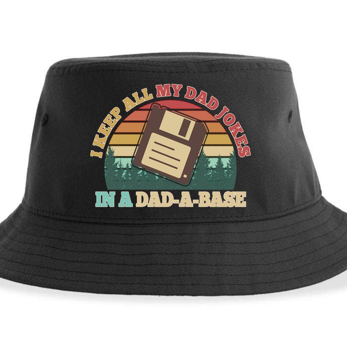 Retro I Keep All My Dad Jokes In A Dad A Base Sustainable Bucket Hat