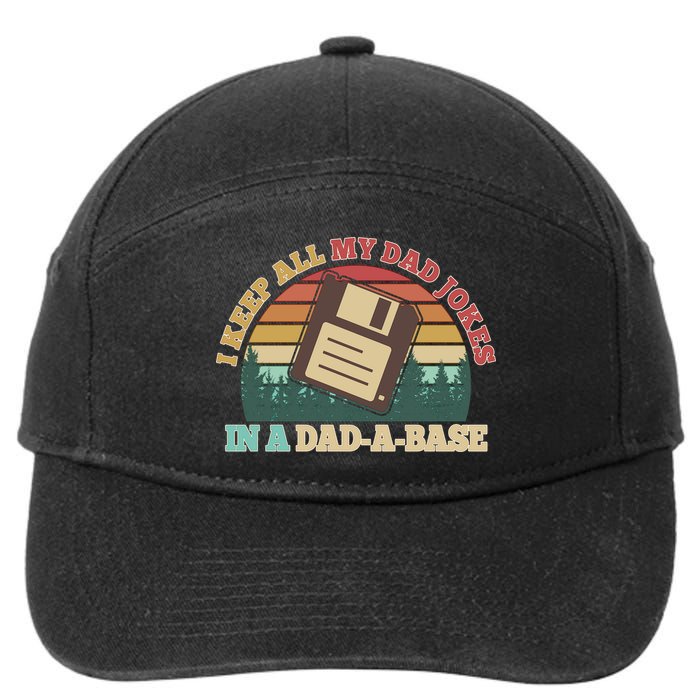 Retro I Keep All My Dad Jokes In A Dad A Base 7-Panel Snapback Hat