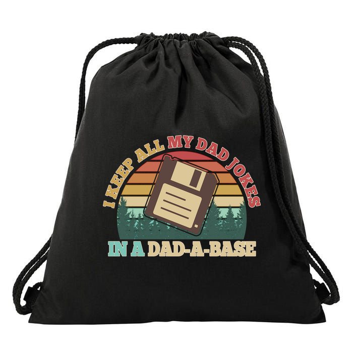 Retro I Keep All My Dad Jokes In A Dad A Base Drawstring Bag