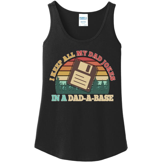 Retro I Keep All My Dad Jokes In A Dad A Base Ladies Essential Tank