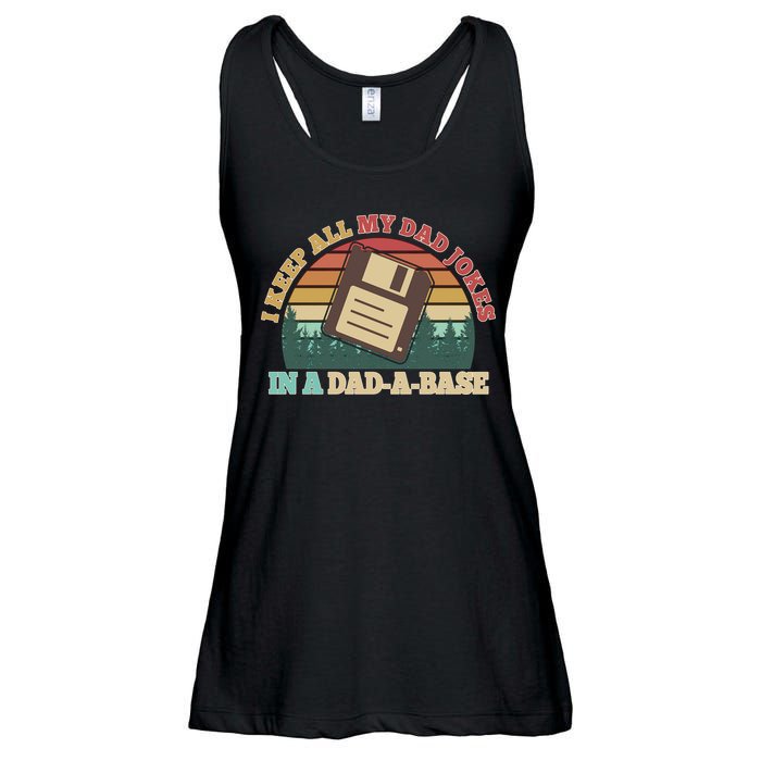 Retro I Keep All My Dad Jokes In A Dad A Base Ladies Essential Flowy Tank