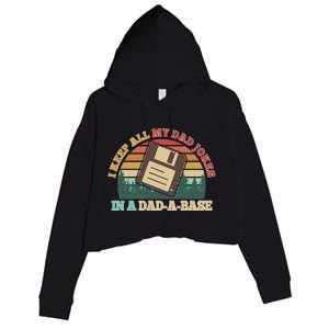 Retro I Keep All My Dad Jokes In A Dad A Base Crop Fleece Hoodie