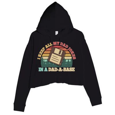 Retro I Keep All My Dad Jokes In A Dad A Base Crop Fleece Hoodie