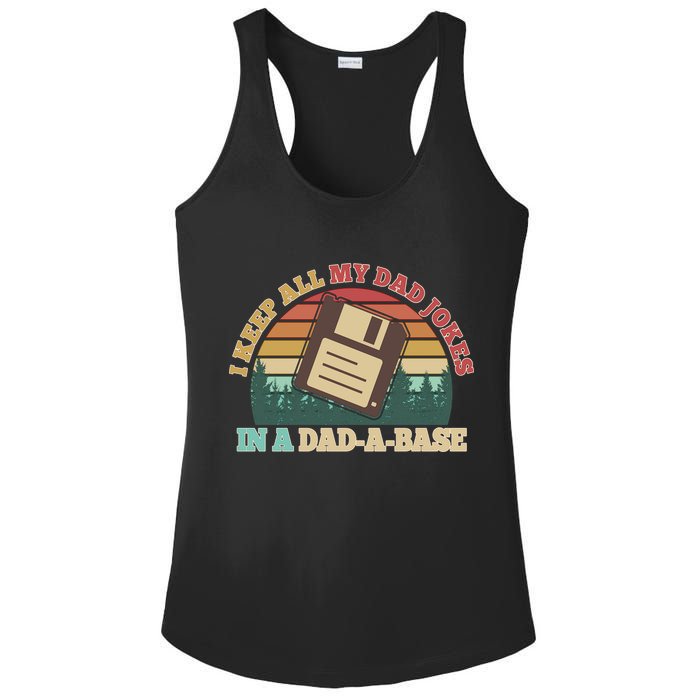 Retro I Keep All My Dad Jokes In A Dad A Base Ladies PosiCharge Competitor Racerback Tank