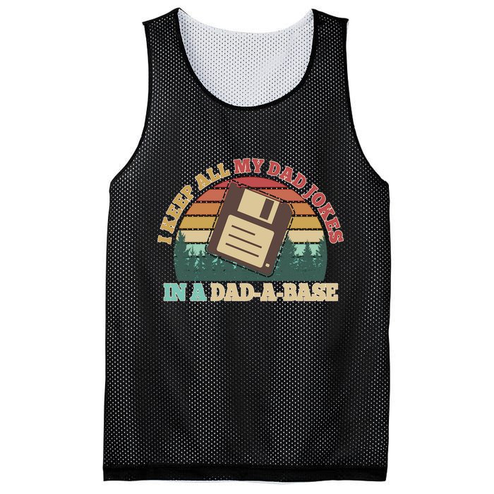 Retro I Keep All My Dad Jokes In A Dad A Base Mesh Reversible Basketball Jersey Tank