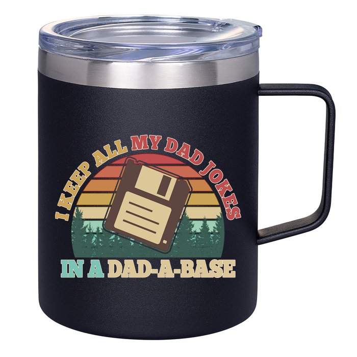 Retro I Keep All My Dad Jokes In A Dad A Base 12oz Stainless Steel Coffee Mug