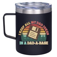 Retro I Keep All My Dad Jokes In A Dad A Base 12oz Stainless Steel Coffee Mug