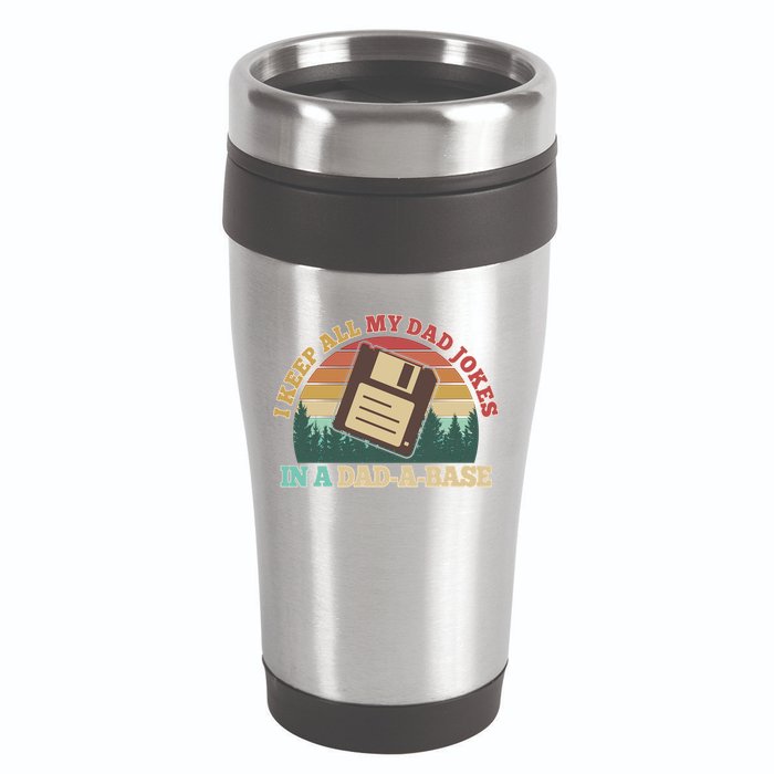 Retro I Keep All My Dad Jokes In A Dad A Base 16oz Travel Tumbler