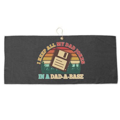 Retro I Keep All My Dad Jokes In A Dad A Base Large Microfiber Waffle Golf Towel