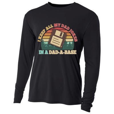 Retro I Keep All My Dad Jokes In A Dad A Base Cooling Performance Long Sleeve Crew