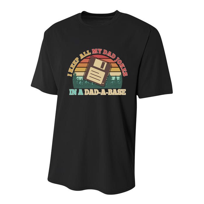 Retro I Keep All My Dad Jokes In A Dad A Base Youth Performance Sprint T-Shirt