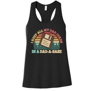 Retro I Keep All My Dad Jokes In A Dad A Base Women's Racerback Tank