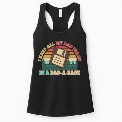 Retro I Keep All My Dad Jokes In A Dad A Base Womens Tank Top