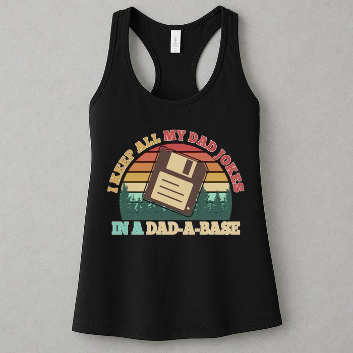 Retro I Keep All My Dad Jokes In A Dad A Base Womens Tank Top