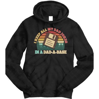 Retro I Keep All My Dad Jokes In A Dad A Base Tie Dye Hoodie