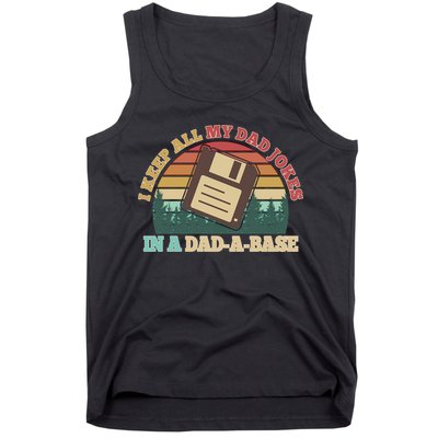 Retro I Keep All My Dad Jokes In A Dad A Base Tank Top