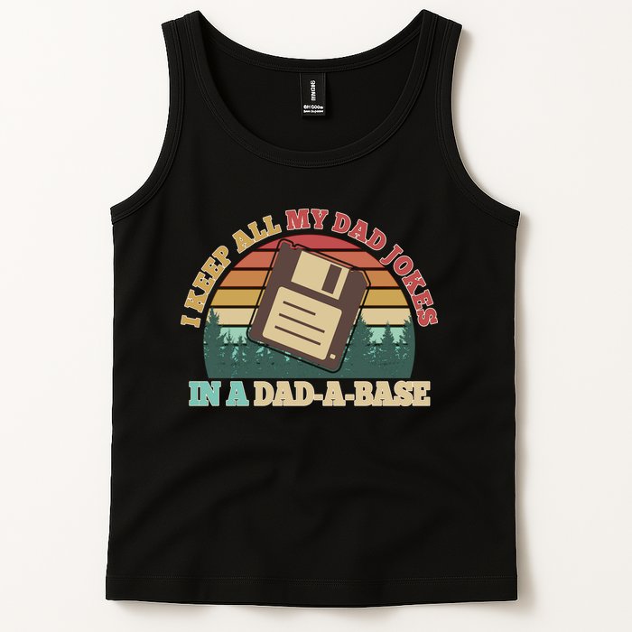 Retro I Keep All My Dad Jokes In A Dad A Base Tank Top