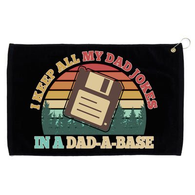 Retro I Keep All My Dad Jokes In A Dad A Base Grommeted Golf Towel