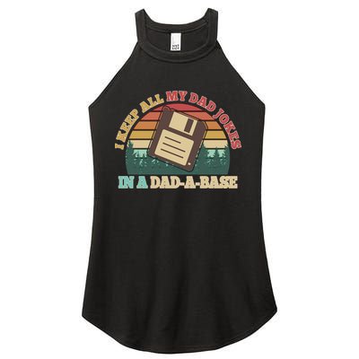Retro I Keep All My Dad Jokes In A Dad A Base Women's Perfect Tri Rocker Tank