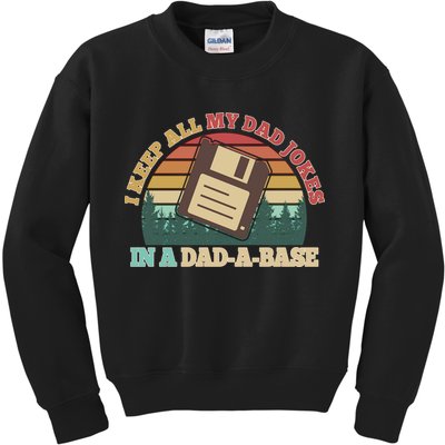 Retro I Keep All My Dad Jokes In A Dad A Base Kids Sweatshirt